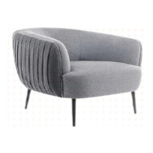 Fauteuil club individuel en velours gris avec pieds en bois